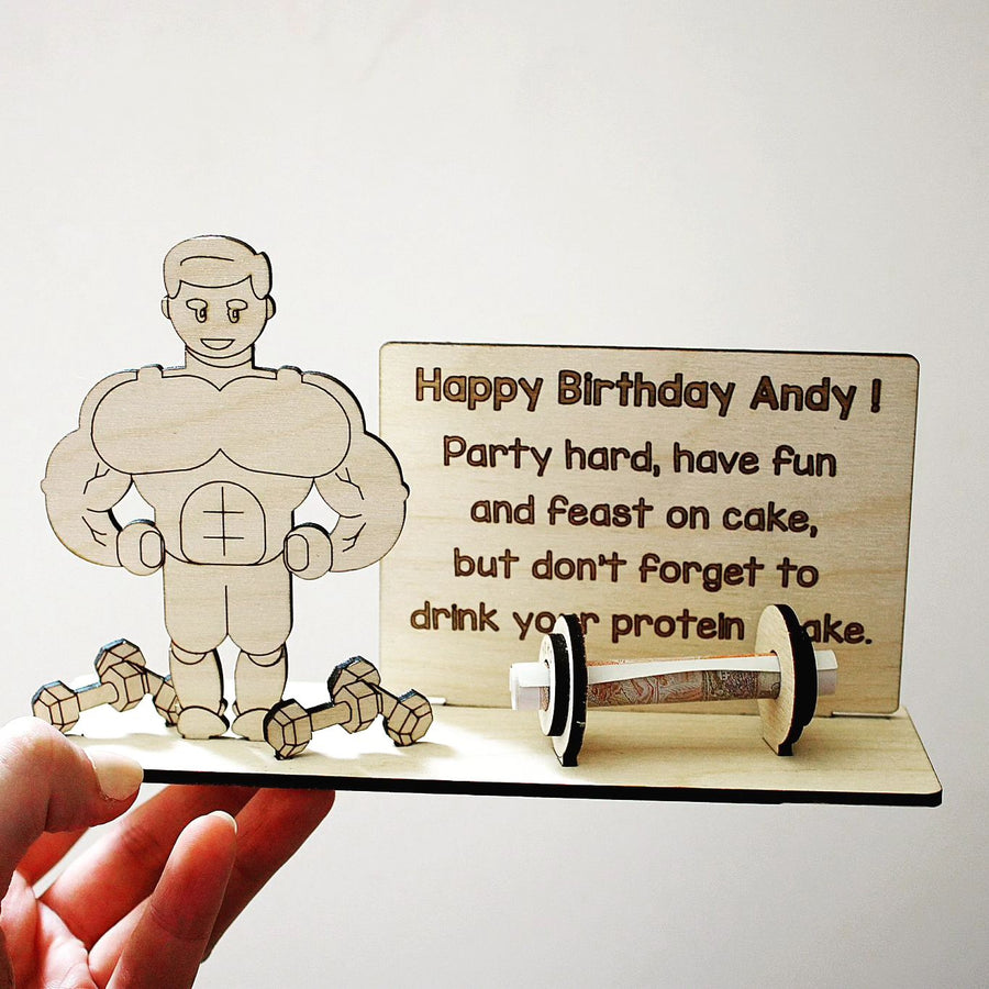 Gym Birthday Quote Wooden Card