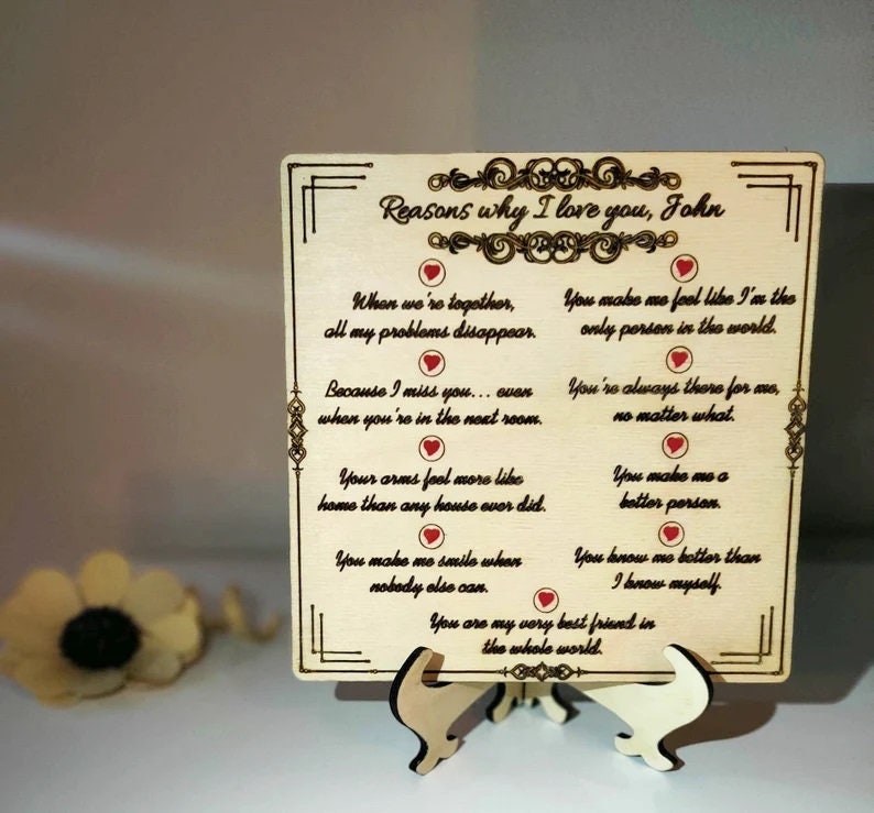 "Reasons Why I Love You" Personalised Wooden Card