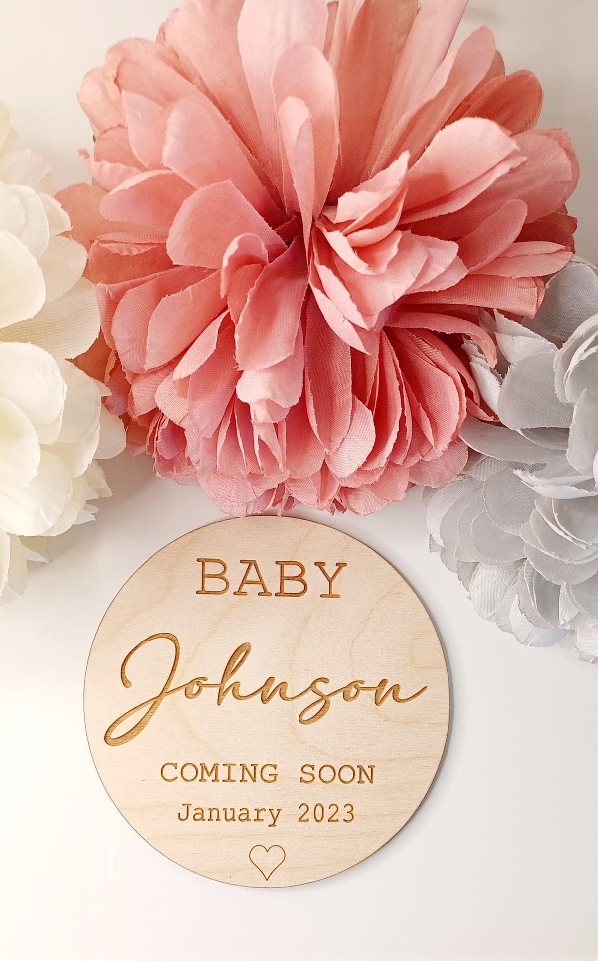 Baby Coming Soon Surname Announcement Disc