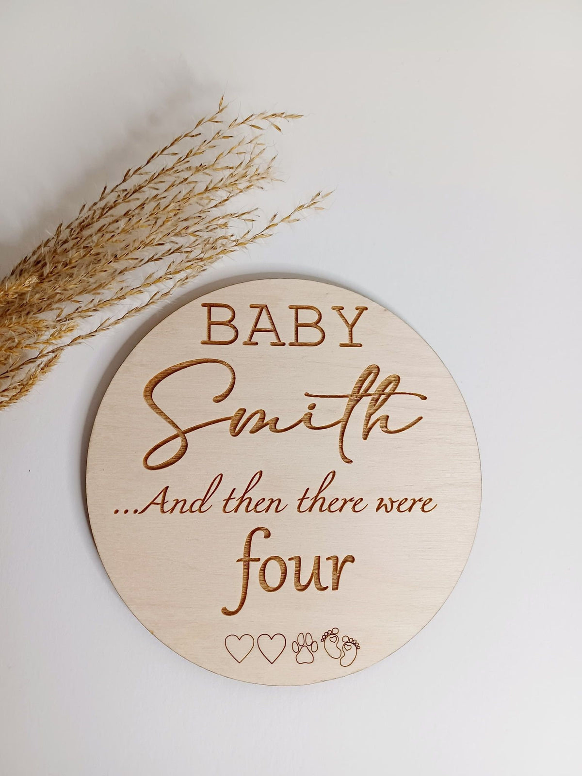 Family Pregnancy Announcement Disc with Hearts