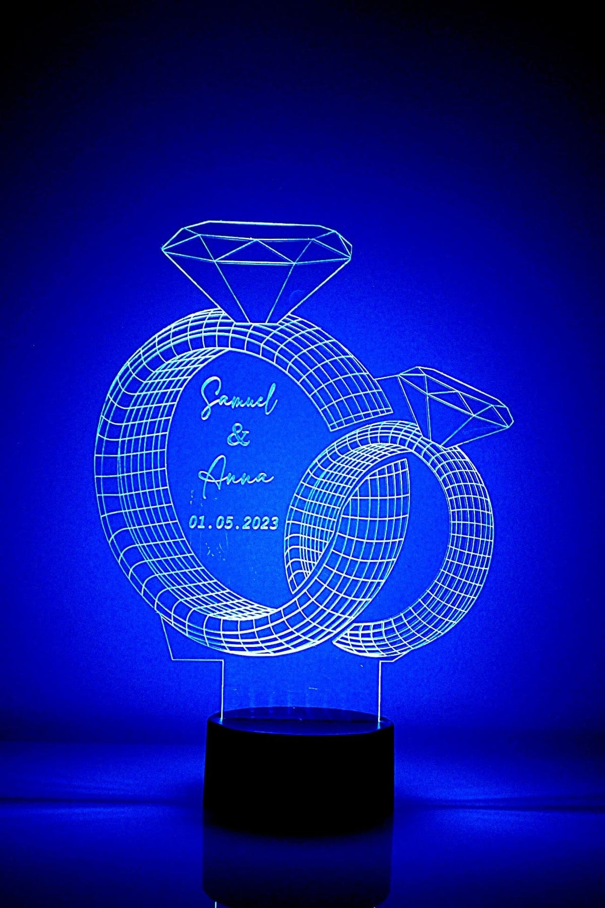 Personalised Diamond Rings LED Lamp