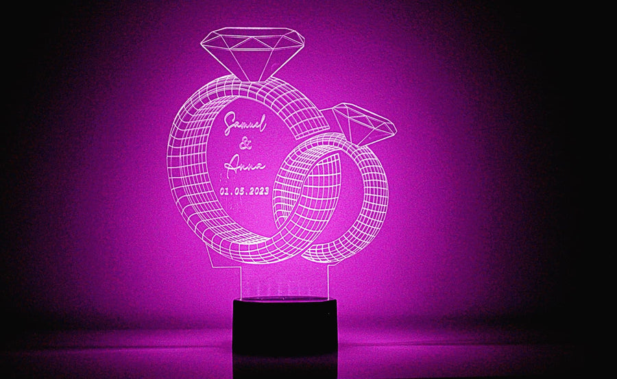 Personalised Diamond Rings LED Lamp