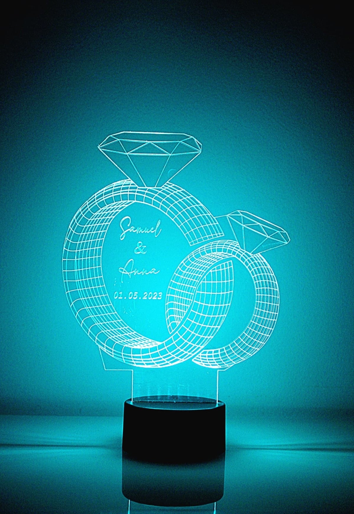 Personalised Diamond Rings LED Lamp