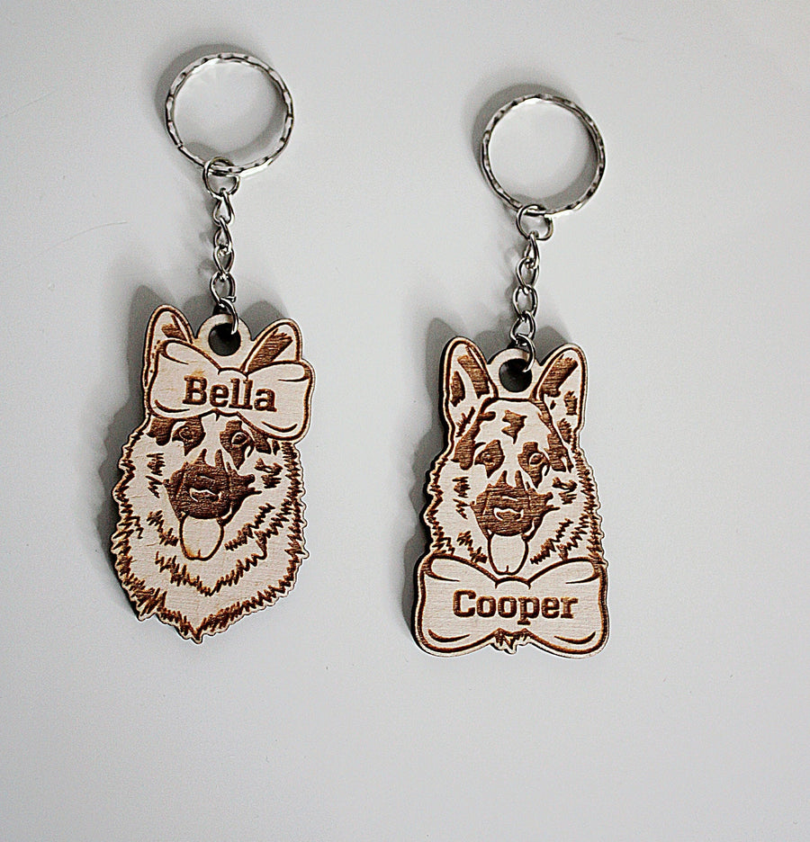 German Shepherd Engraved Dog Keychain