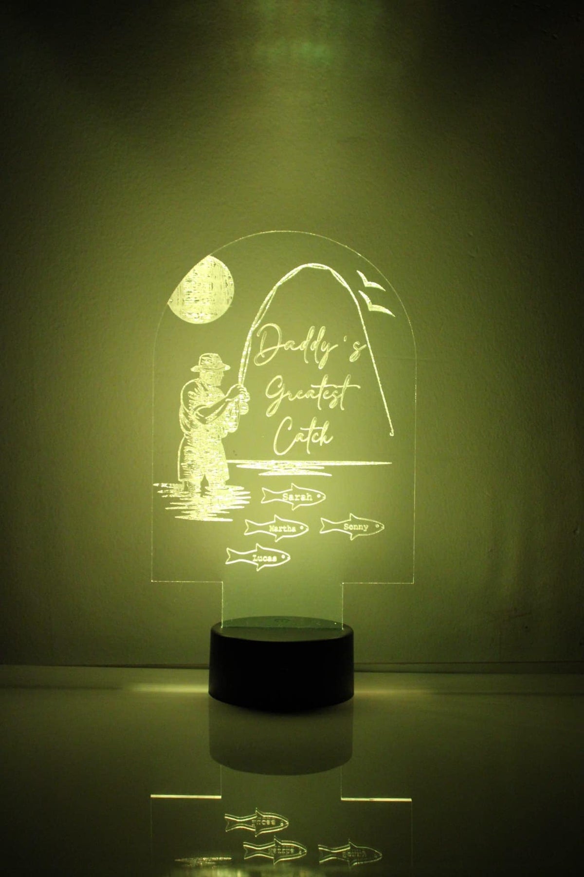 Personalised Fishing Night Lamp, Daddy's Greatest Catch