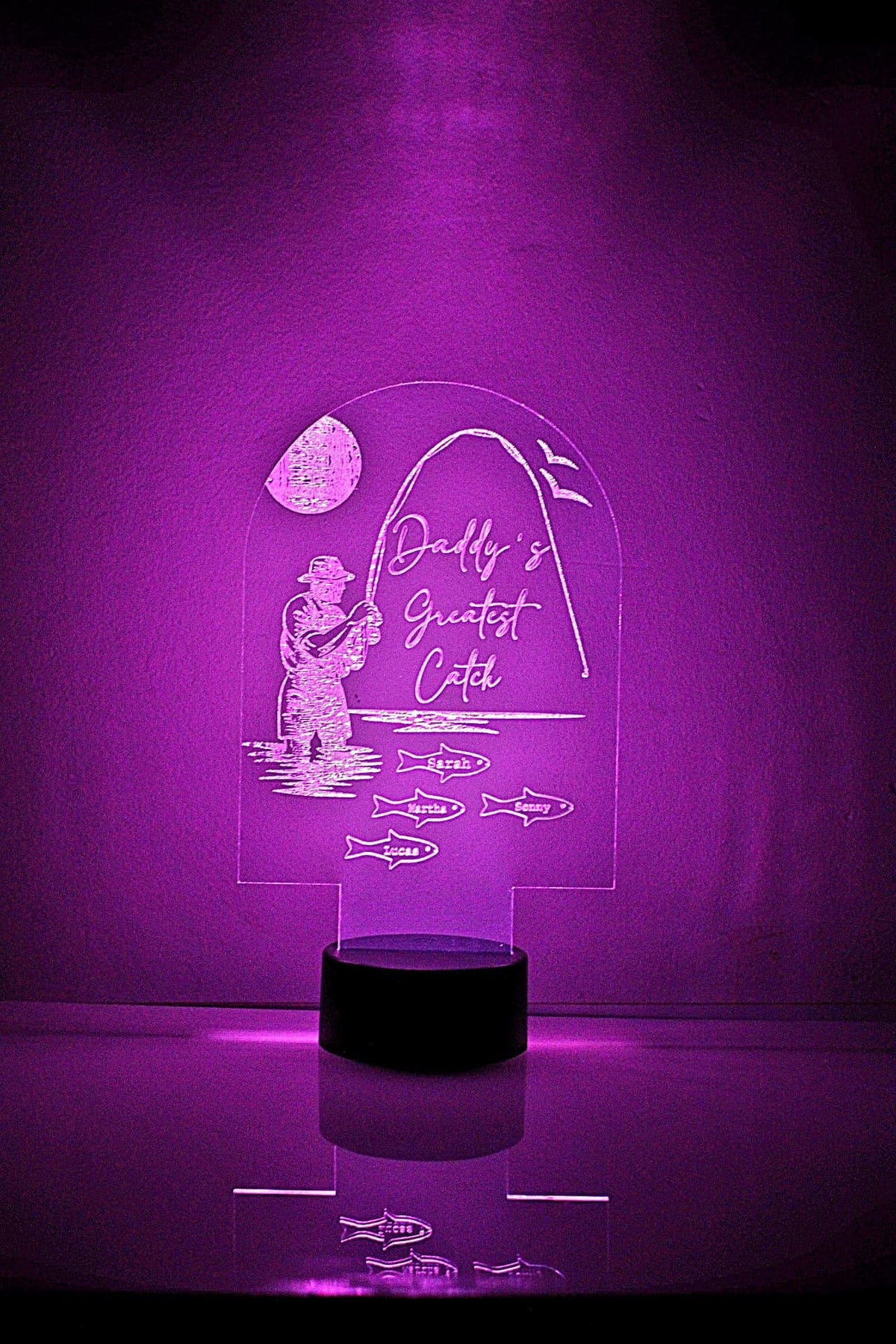 Personalised Fishing Night Lamp, Daddy's Greatest Catch