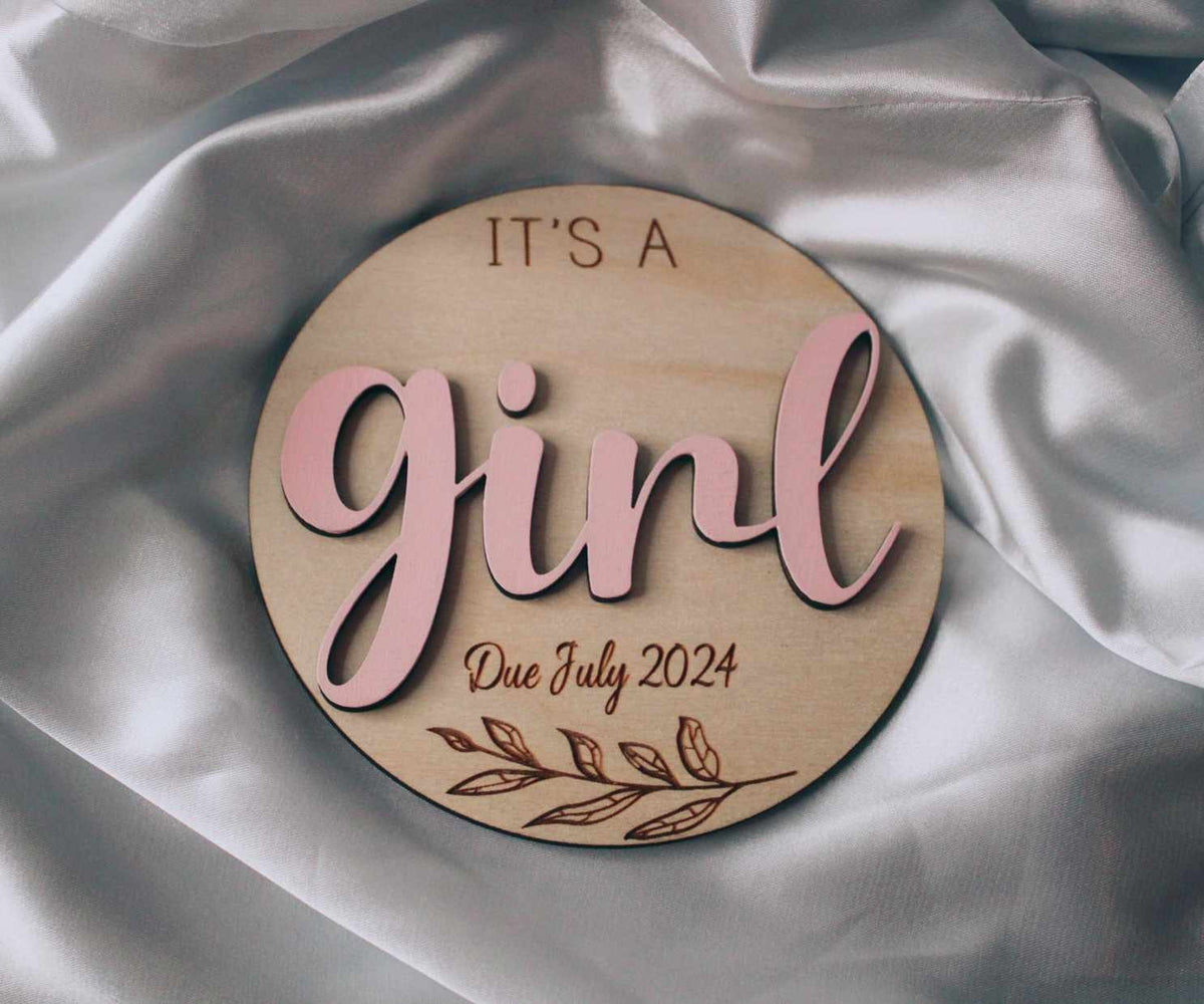 Double Sided Gender Reveal Plaque - It's a Girl
