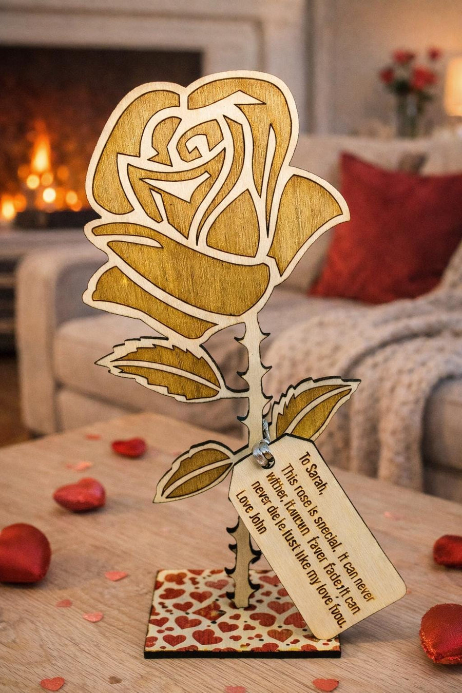 Personalised Wooden Everlasting Rose