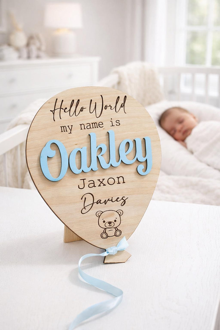 Welcome To The World Balloon Wooden Sign