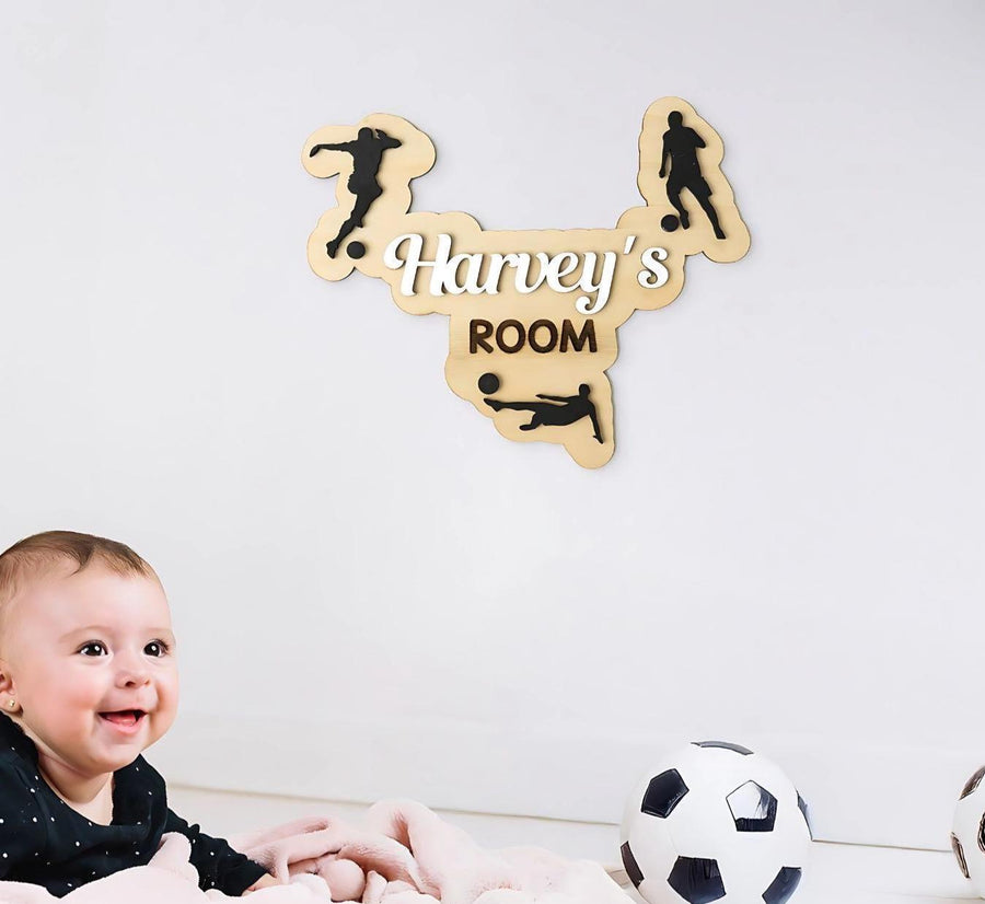 Personalised Wooden Football Name Sign for Boys