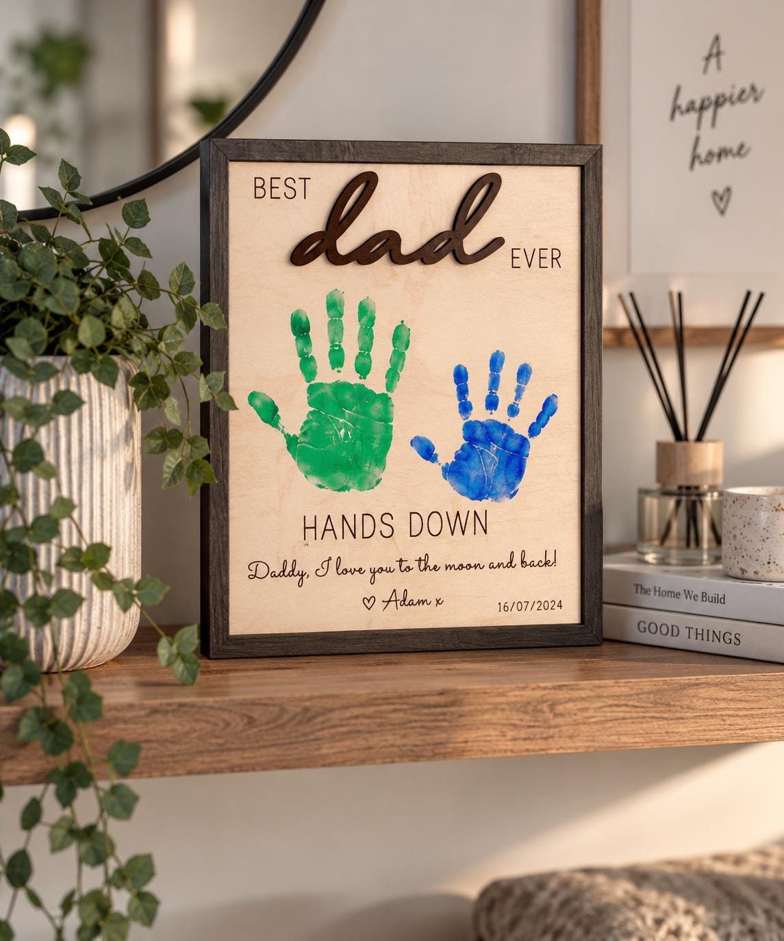 Hands Down Best Dad/Mom - Custom Handprint Wooden Frame