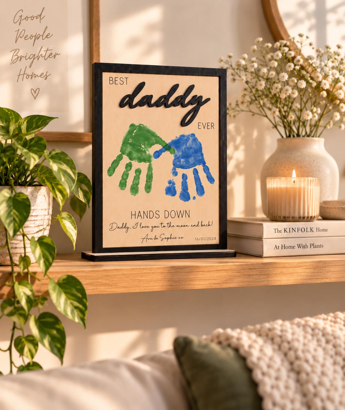 Hands Down Best Dad/Mom - Custom Handprint Wooden Frame