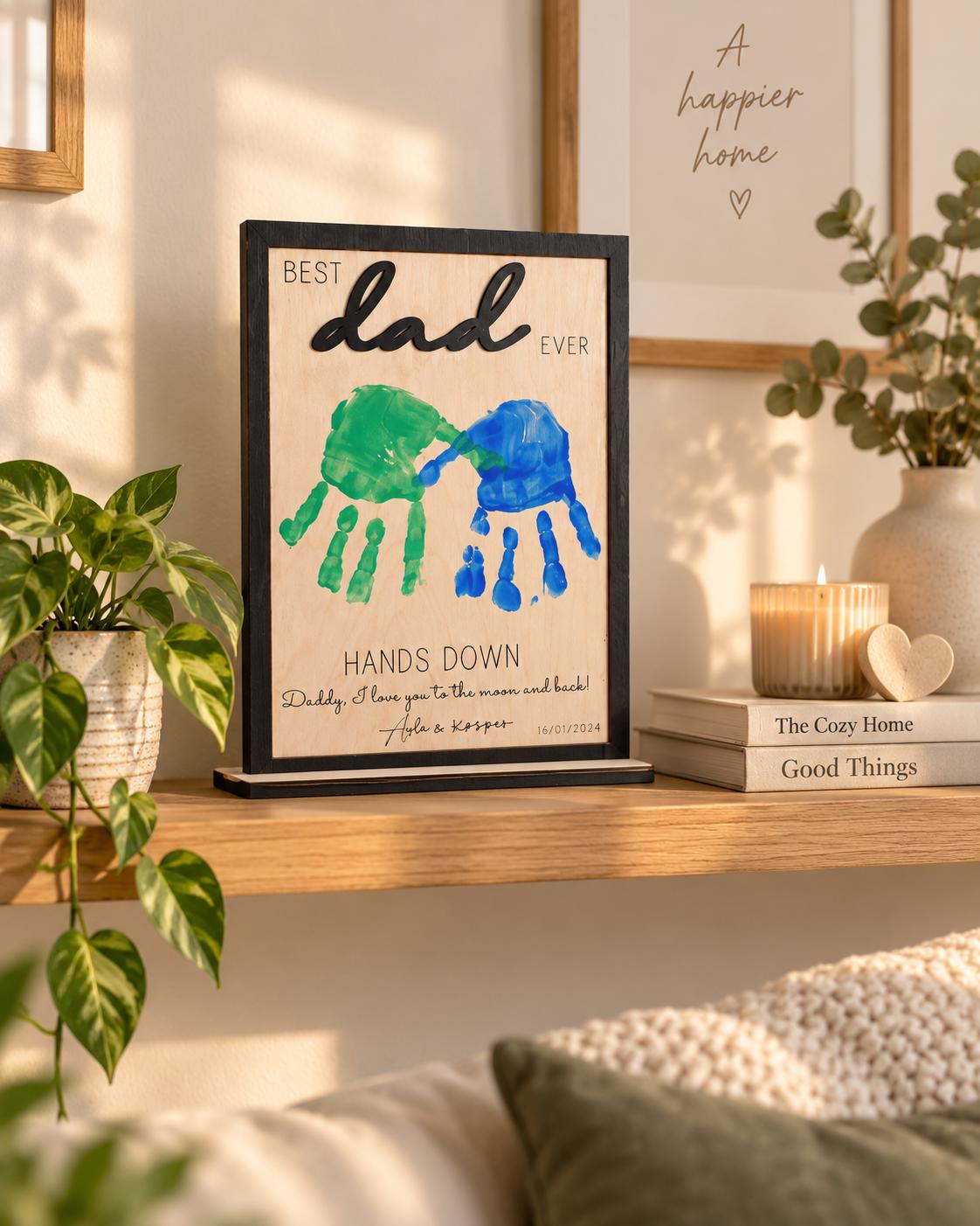 Hands Down Best Dad/Mom - Custom Handprint Wooden Frame