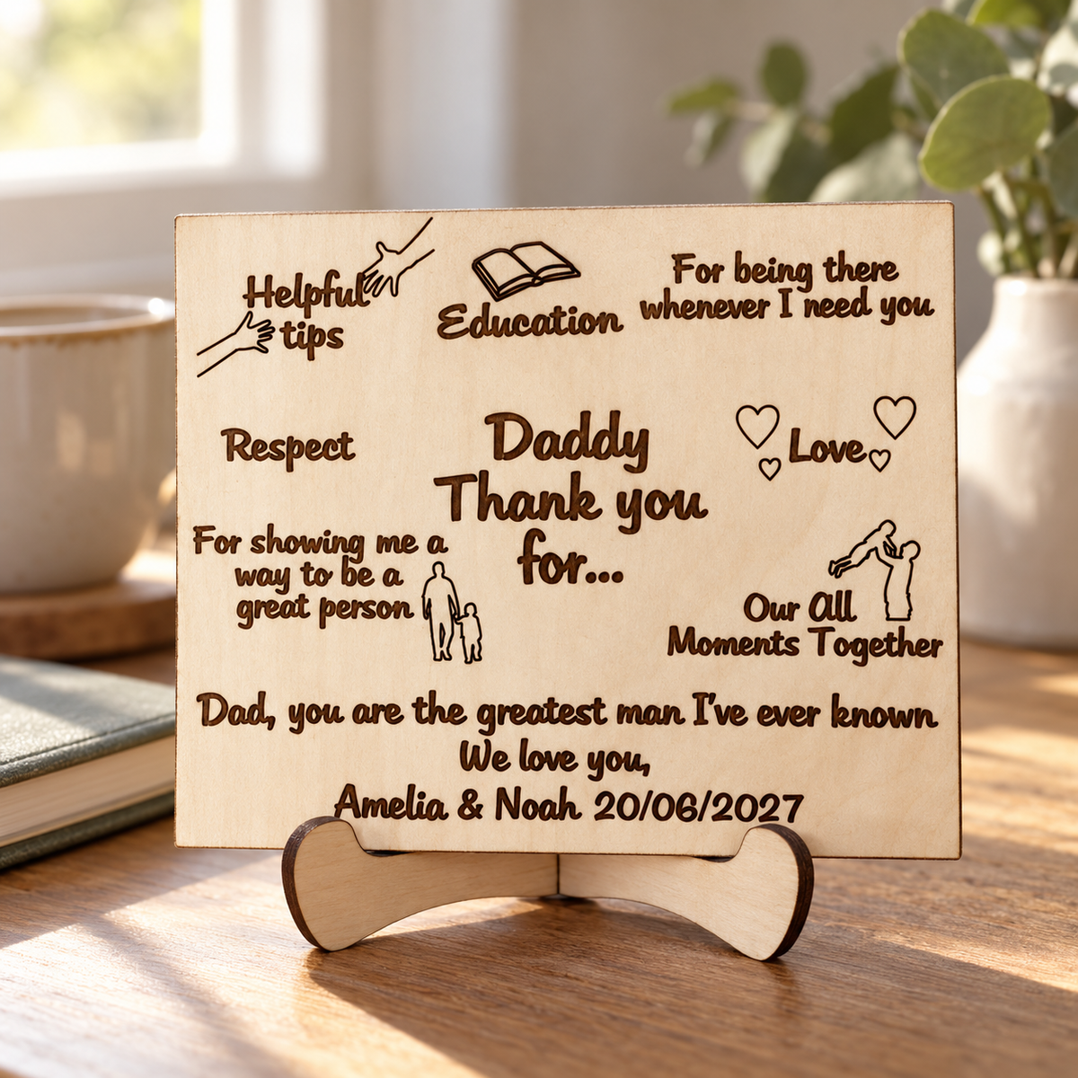 Personalised card for Dad with a dedication from Amelia and Noah