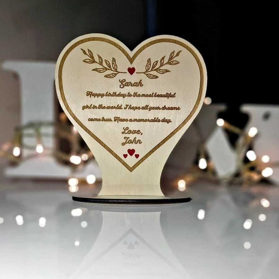 Personalised Freestanding Heart, Wooden Heart Gift, Heart Statue, Valentine’s Day, Mother's Day, Anniversary Gifts, Romantic Gift, Keepsake