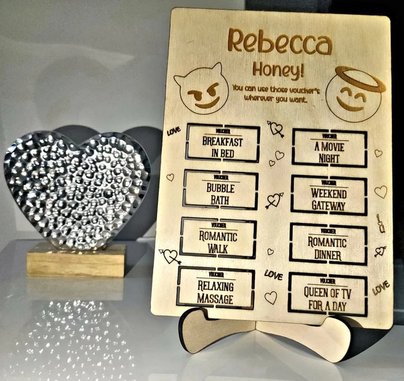 Personalised Wooden Love Vouchers Card