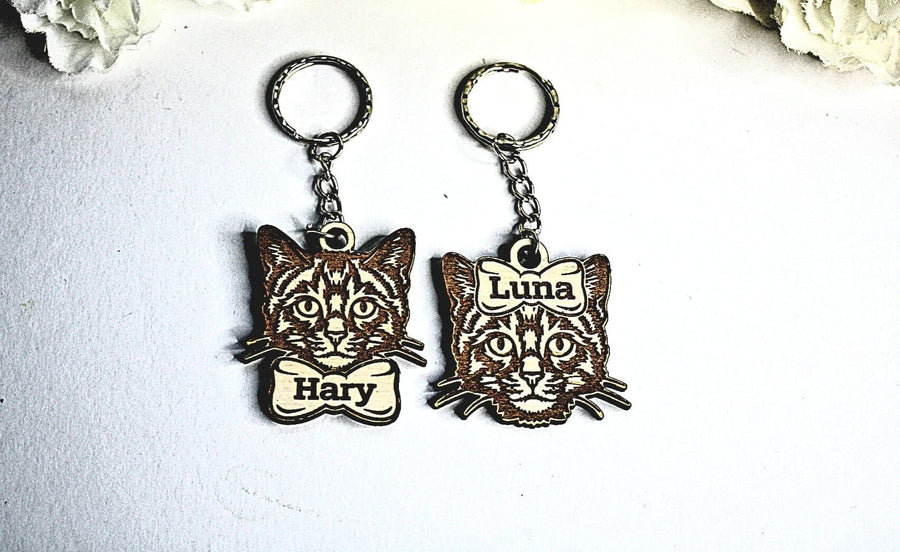Personalised Domestic Cat Keychain