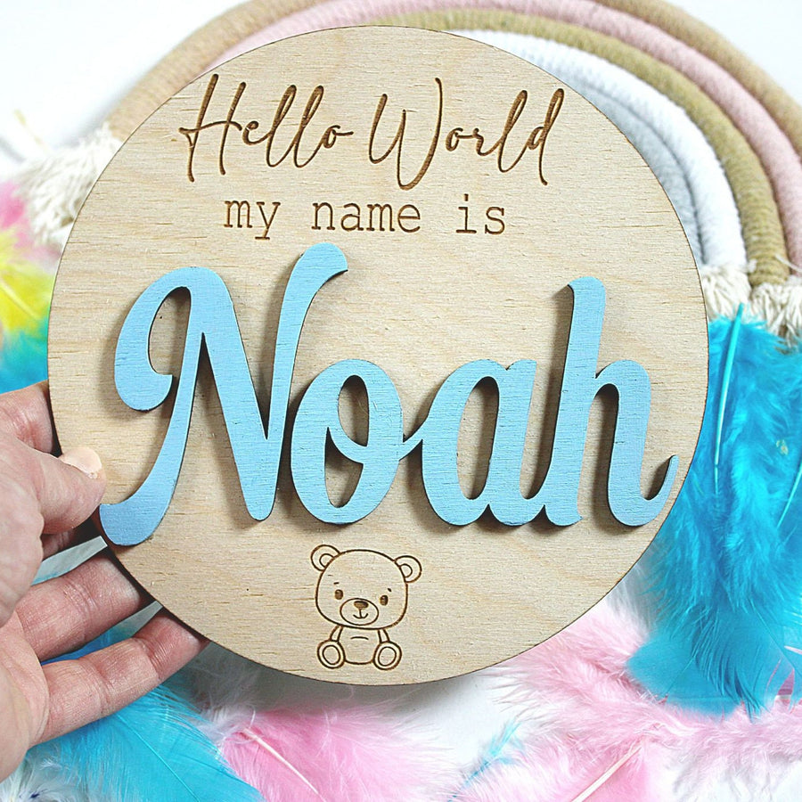 Baby Announcement Plaque 'Little Teddy Bear'