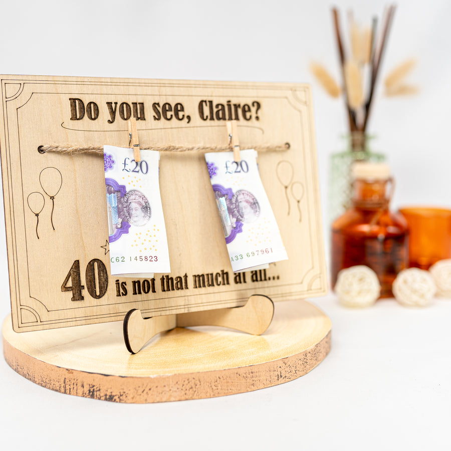  Personalised Funny Wooden Birthday Card – Custom Name & Age Gift