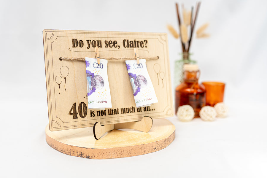  Personalised Funny Wooden Birthday Card – Custom Name & Age Gift