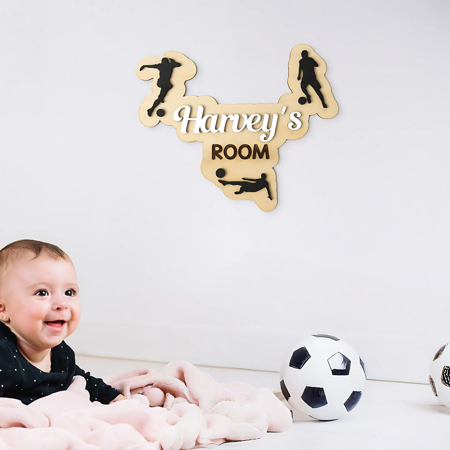 Personalised Wooden Football Name Sign for Boys 