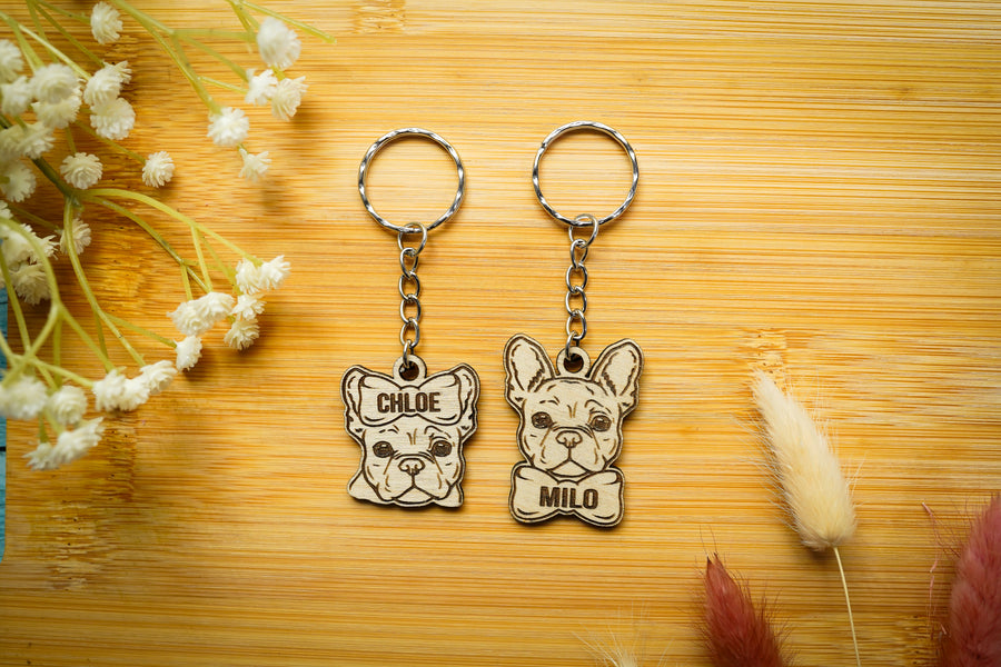 Personalised French Bulldog Keyring