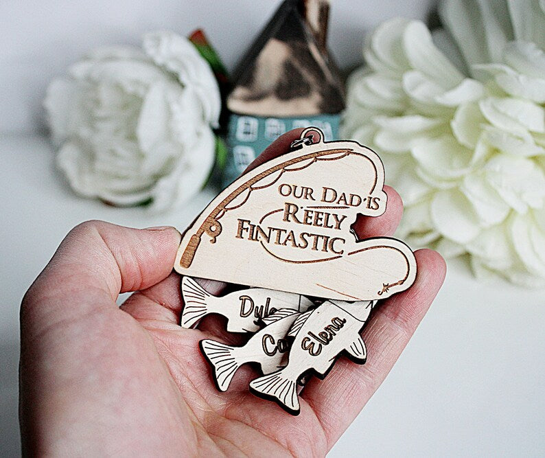 Our Dad's Reely Fantastic - Fishing Gifts for Men, Customizable Keyring