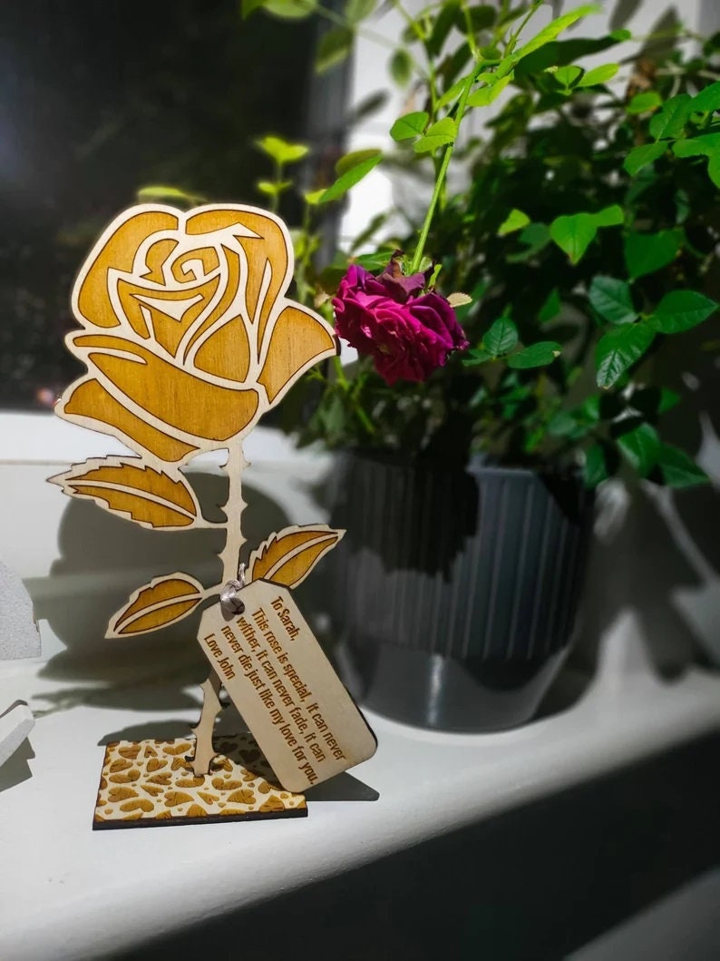 Personalised Wooden Everlasting Rose
