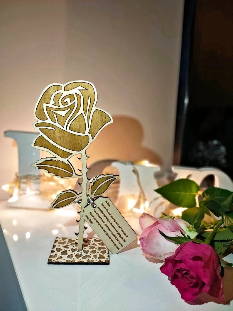 Personalised Wooden Everlasting Rose