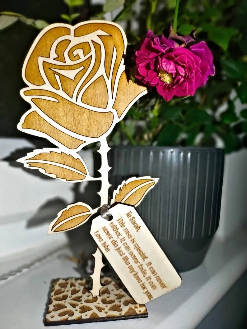 Personalised Wooden Everlasting Rose