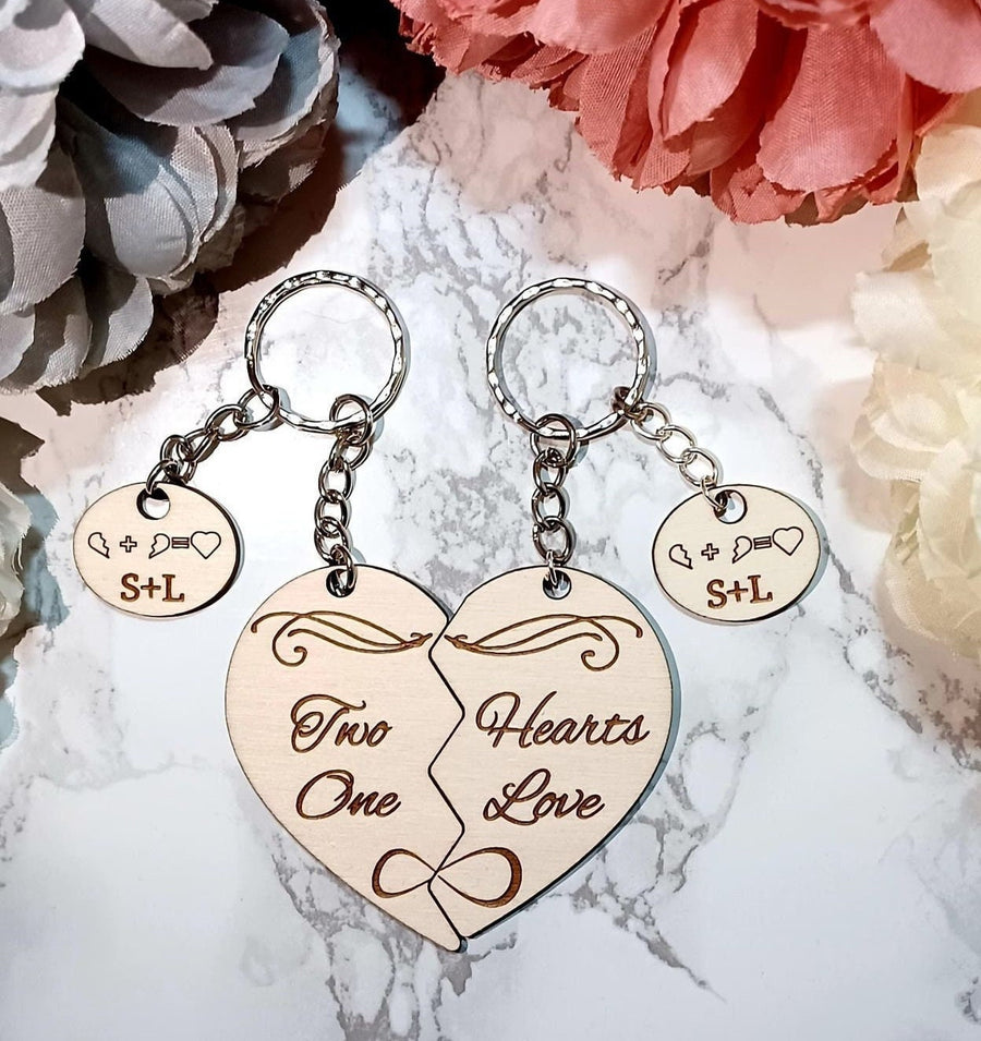 Personalised Split Heart Keyring