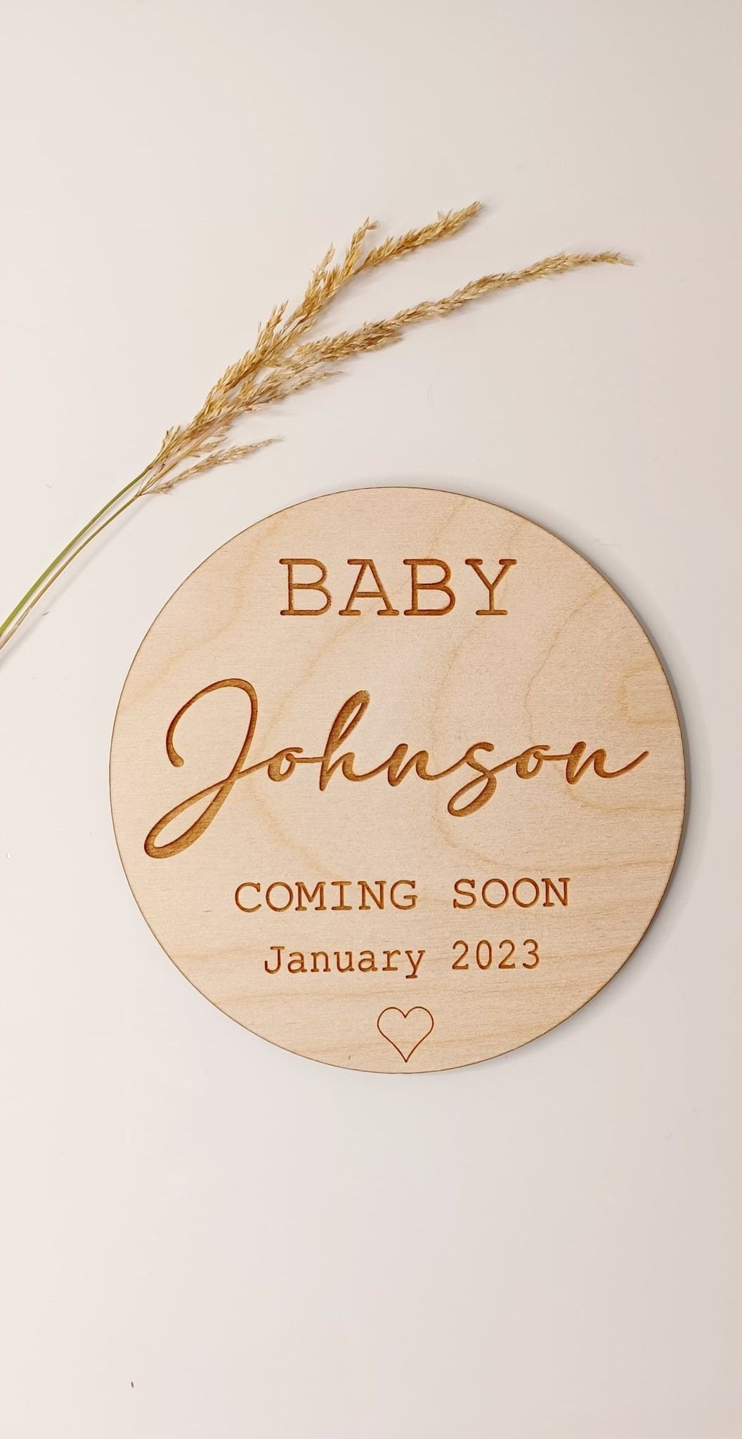 Baby Coming Soon Surname Announcement Disc