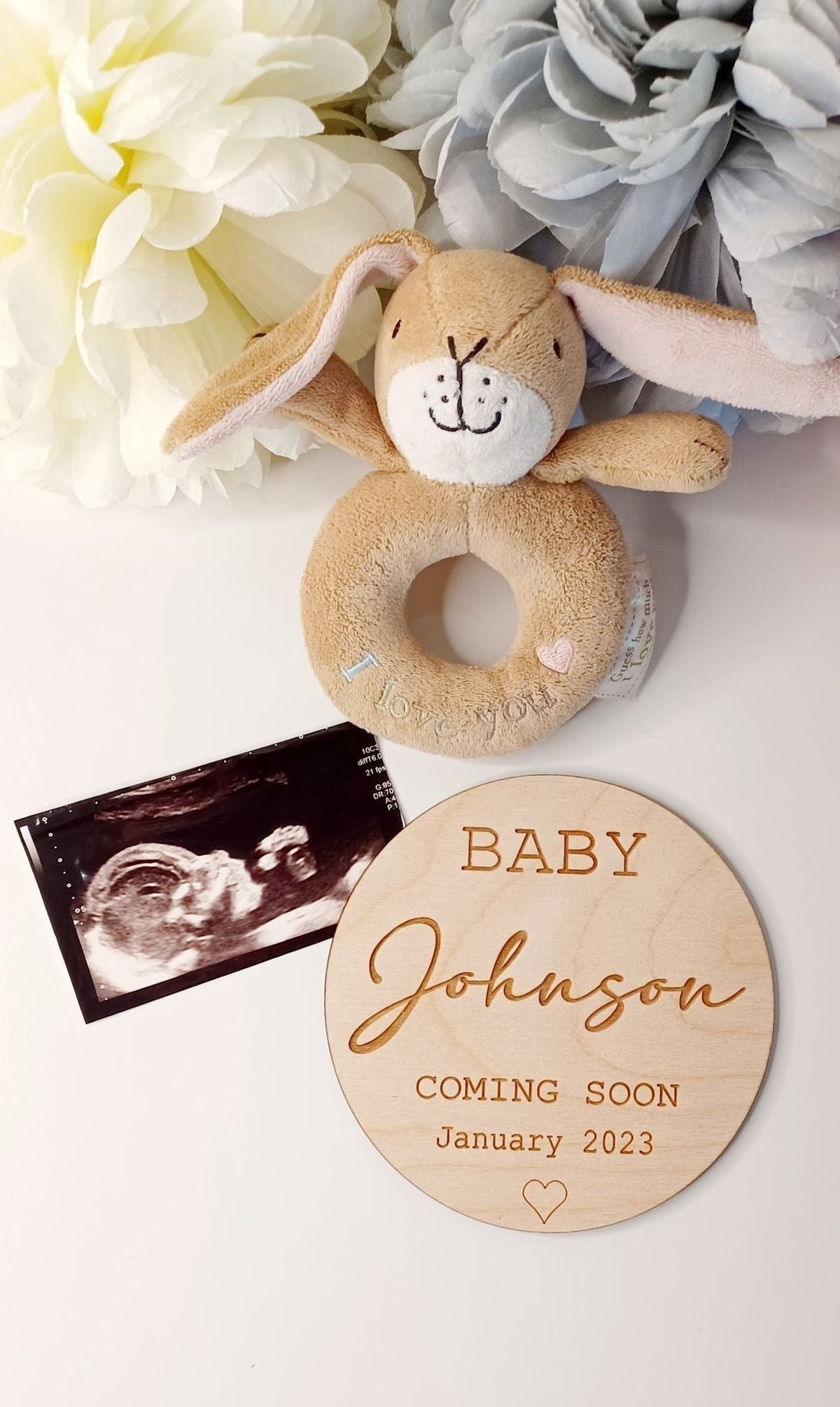 Baby Coming Soon Surname Announcement Disc