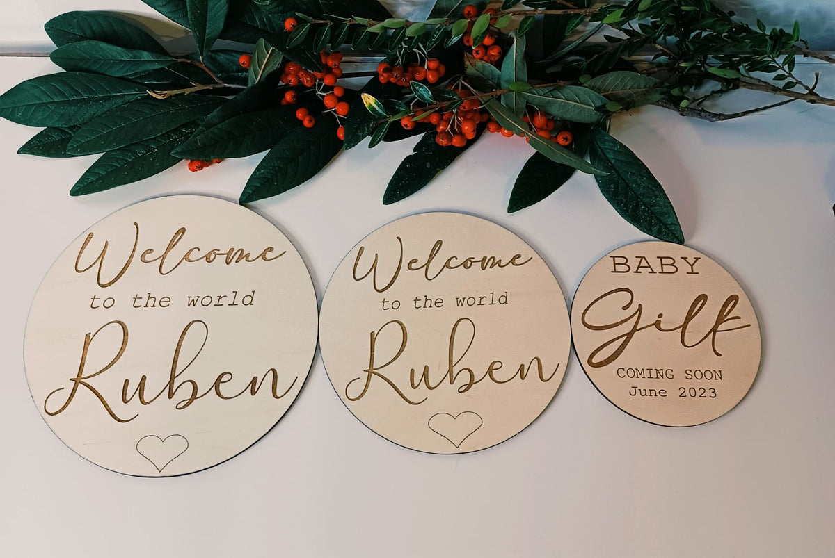 Baby Coming Soon Surname Announcement Disc