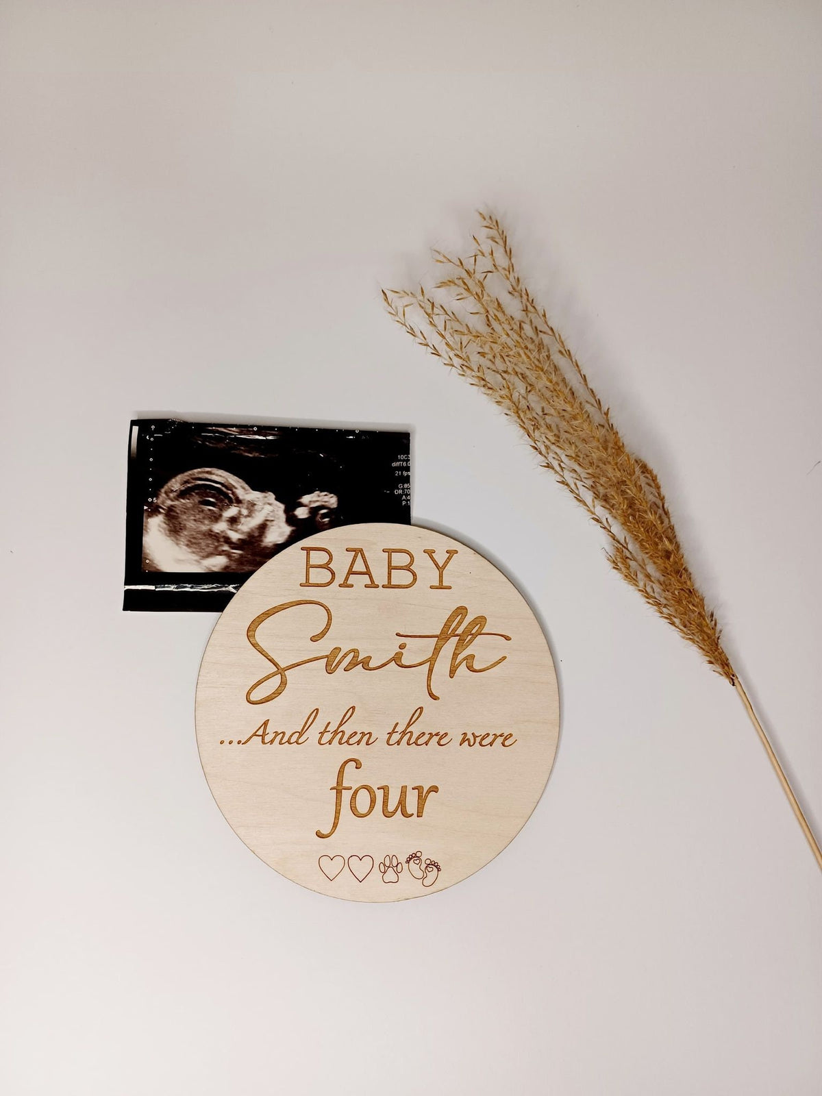 Family Pregnancy Announcement Disc with Hearts