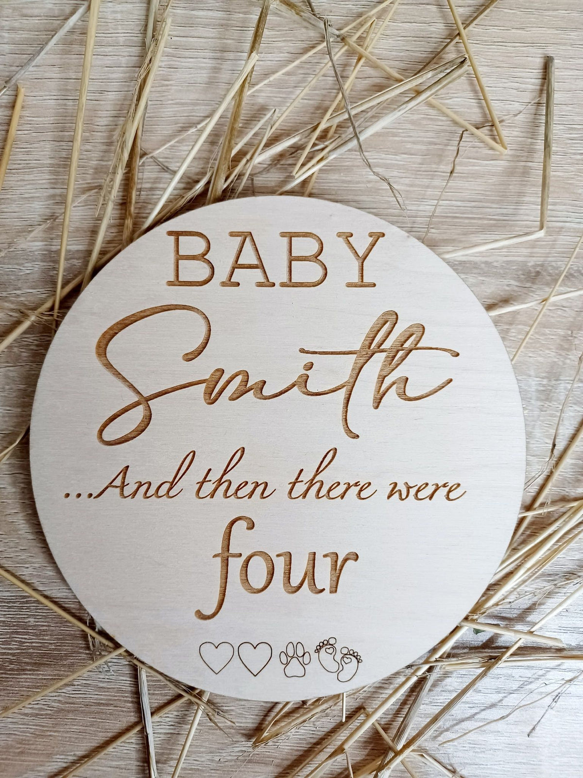 Family Pregnancy Announcement Disc with Hearts