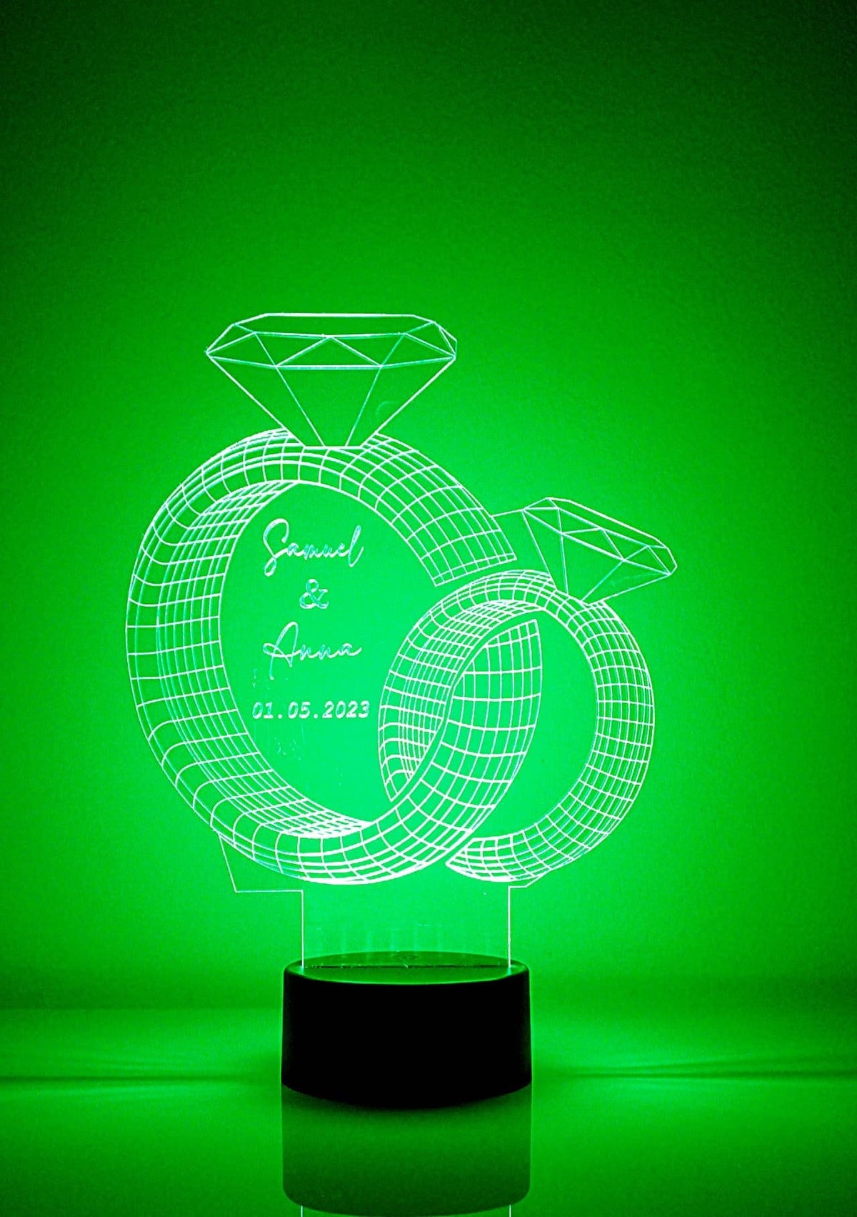 Personalised Diamond Rings LED Lamp