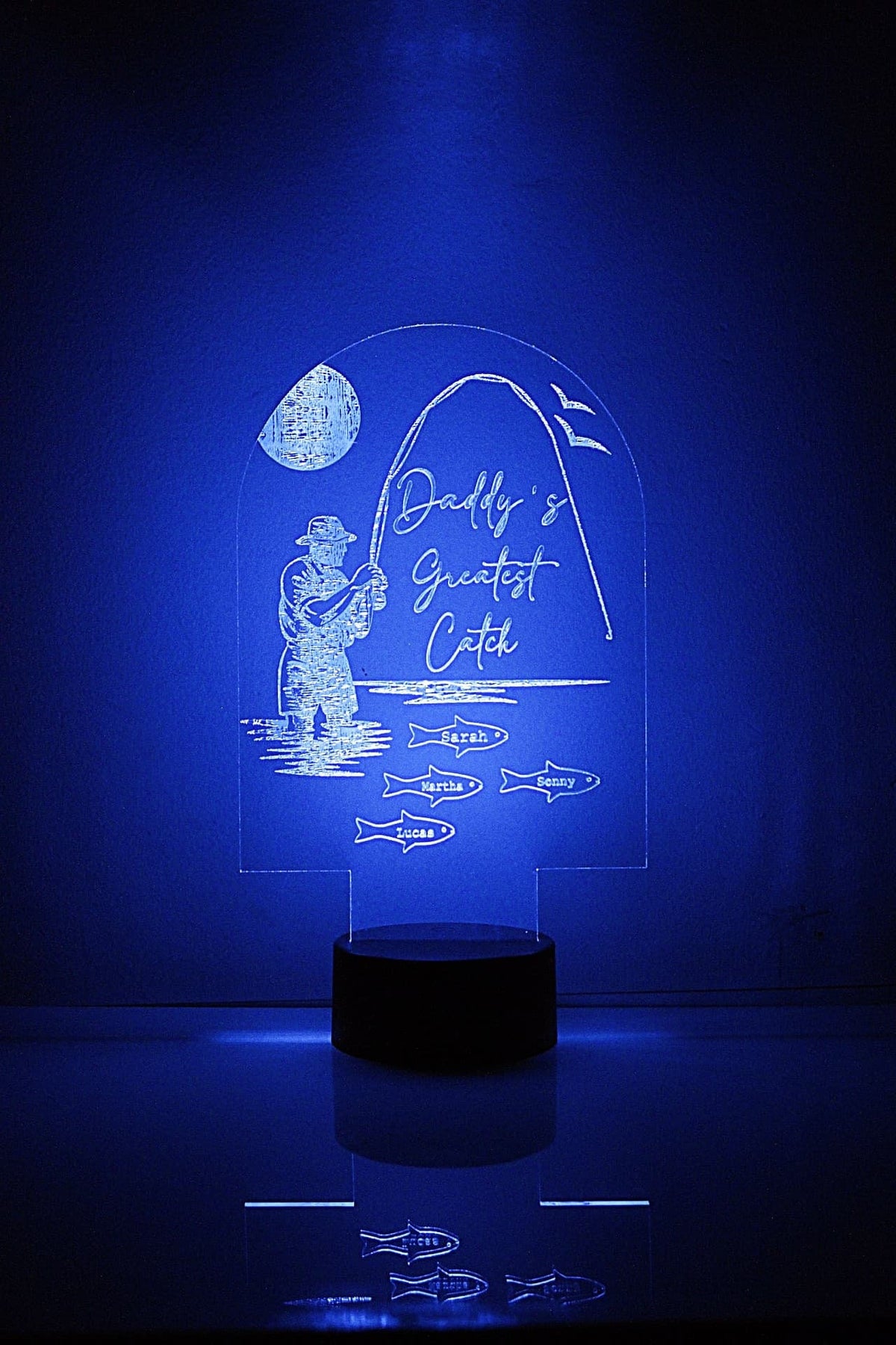 Personalised Fishing Night Lamp, Daddy's Greatest Catch