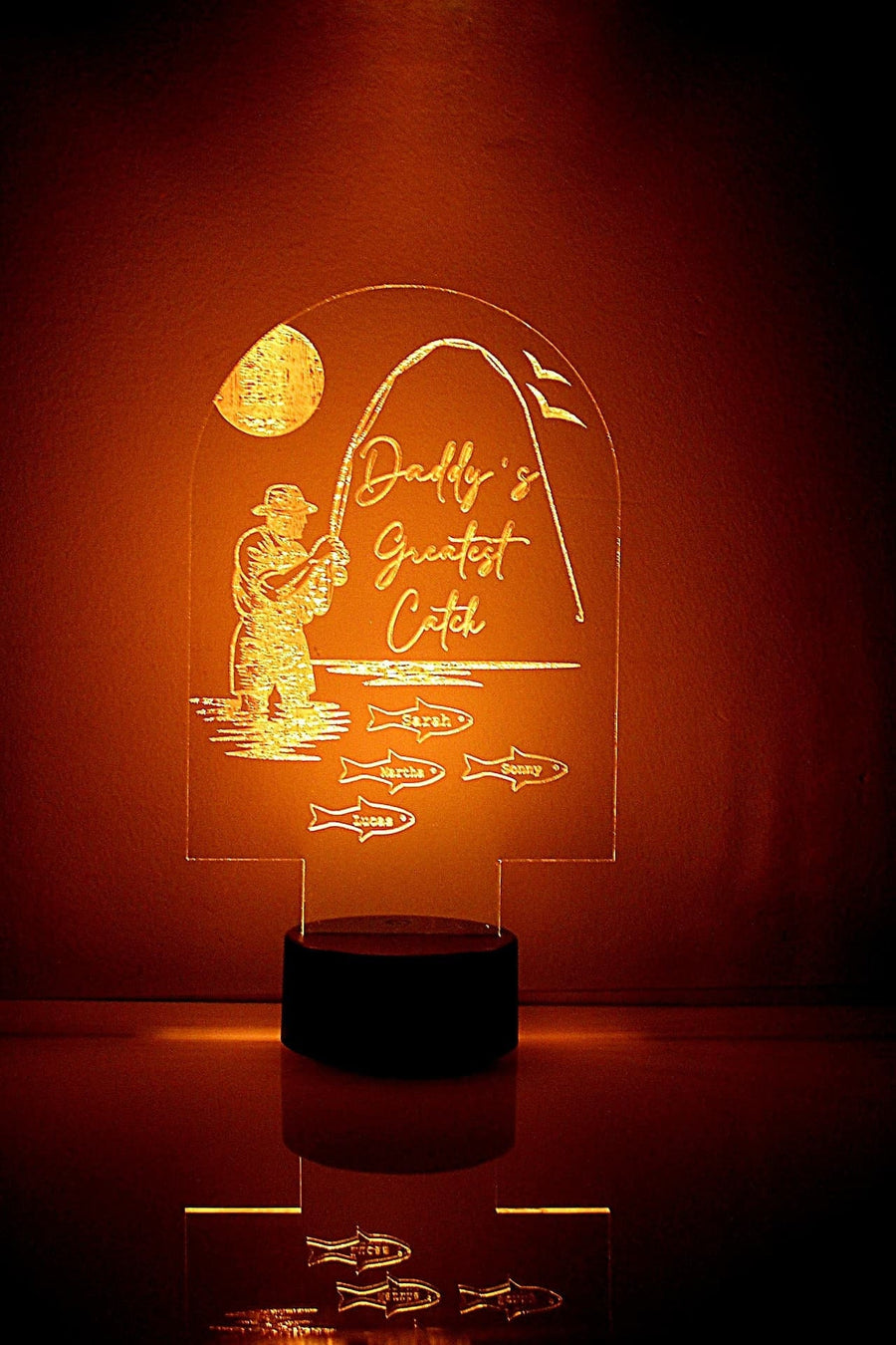 Personalised Fishing Night Lamp, Daddy's Greatest Catch
