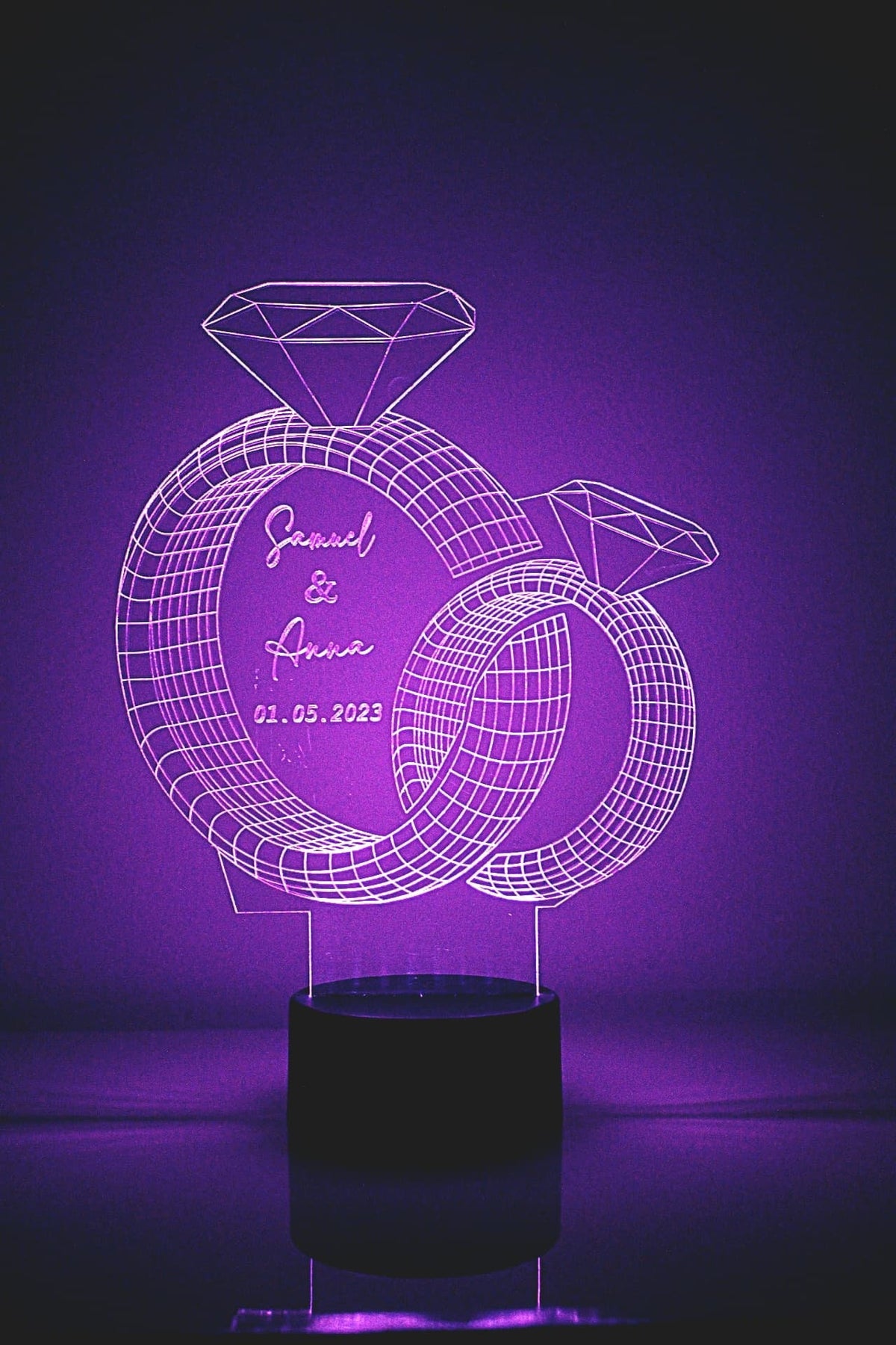 Personalised Diamond Rings LED Lamp