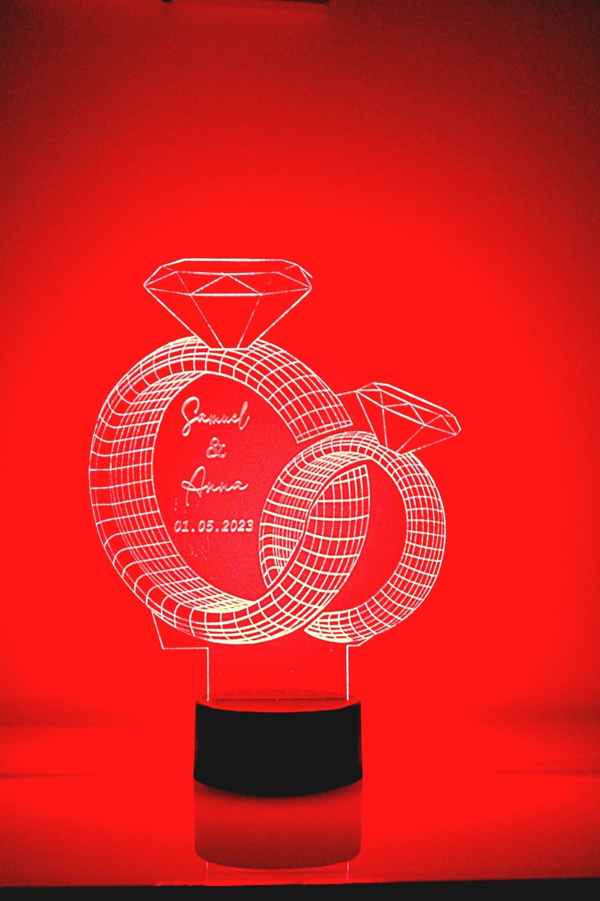 Personalised Diamond Rings LED Lamp
