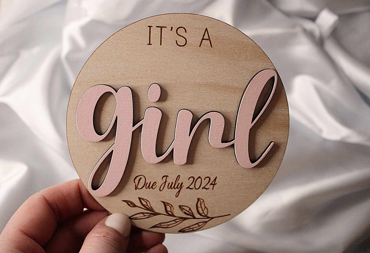 Double Sided Gender Reveal Plaque - It's a Girl