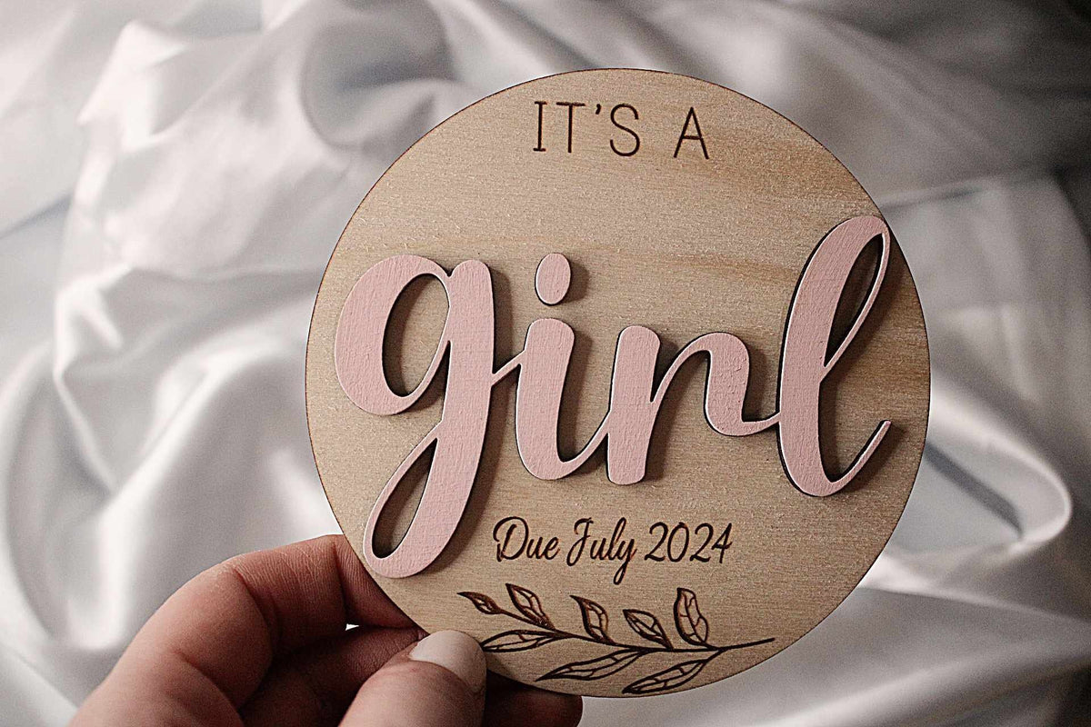 Double Sided Gender Reveal Plaque - It's a Girl