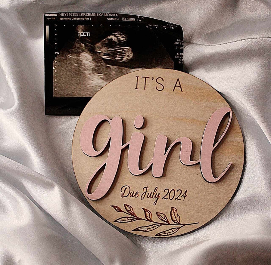Double Sided Gender Reveal Plaque - It's a Girl 