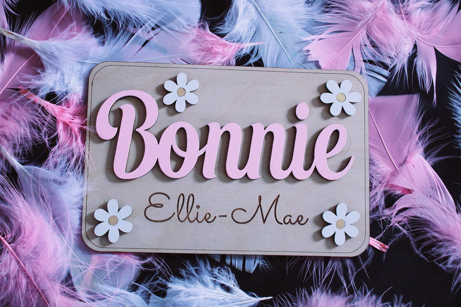 Personalised Wooden Bedroom Name Sign for Girls