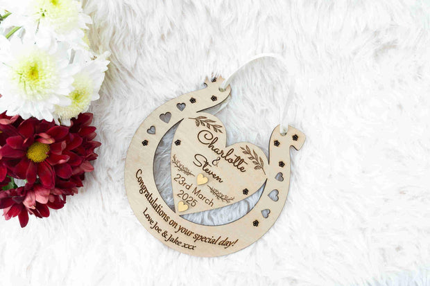 Personalised Wedding Horseshoe Gift - Lucky Mr and Mrs Keepsake Charm