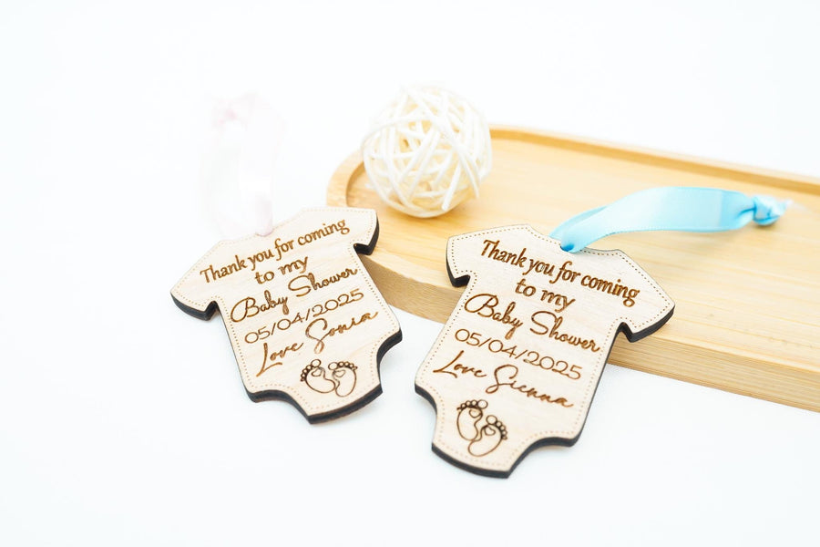 Personalised Baby Shower Favors - Blue or Pink Ribbon