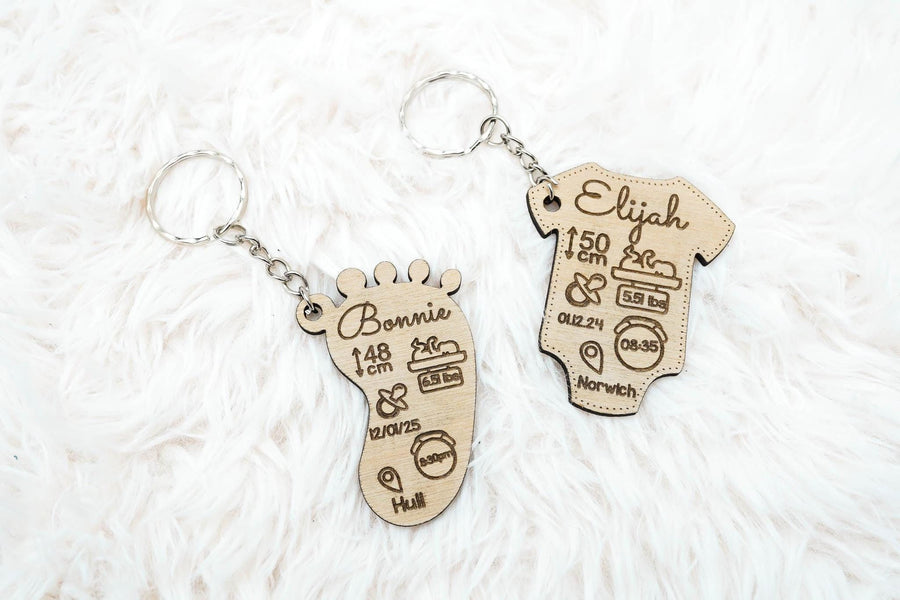Personalised Baby Stats Keyring
