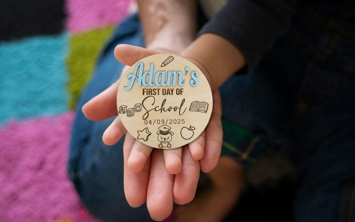 First Day School Nursery Reception Sign Wooden Plaque Photo Prop Gift