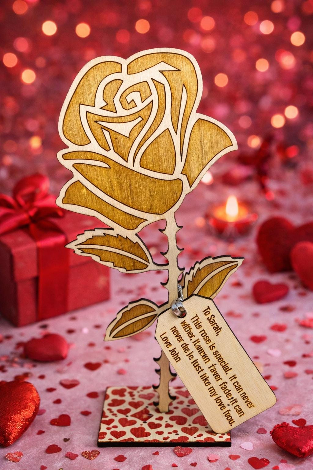 Personalised Wooden Everlasting Rose